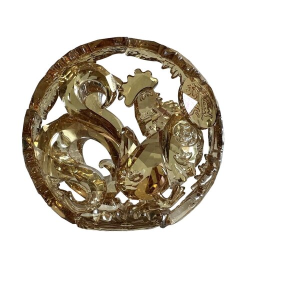 Swarovski Rooster Crystal Figurine Chinese Zodiac Circle Golden Crystal Facets